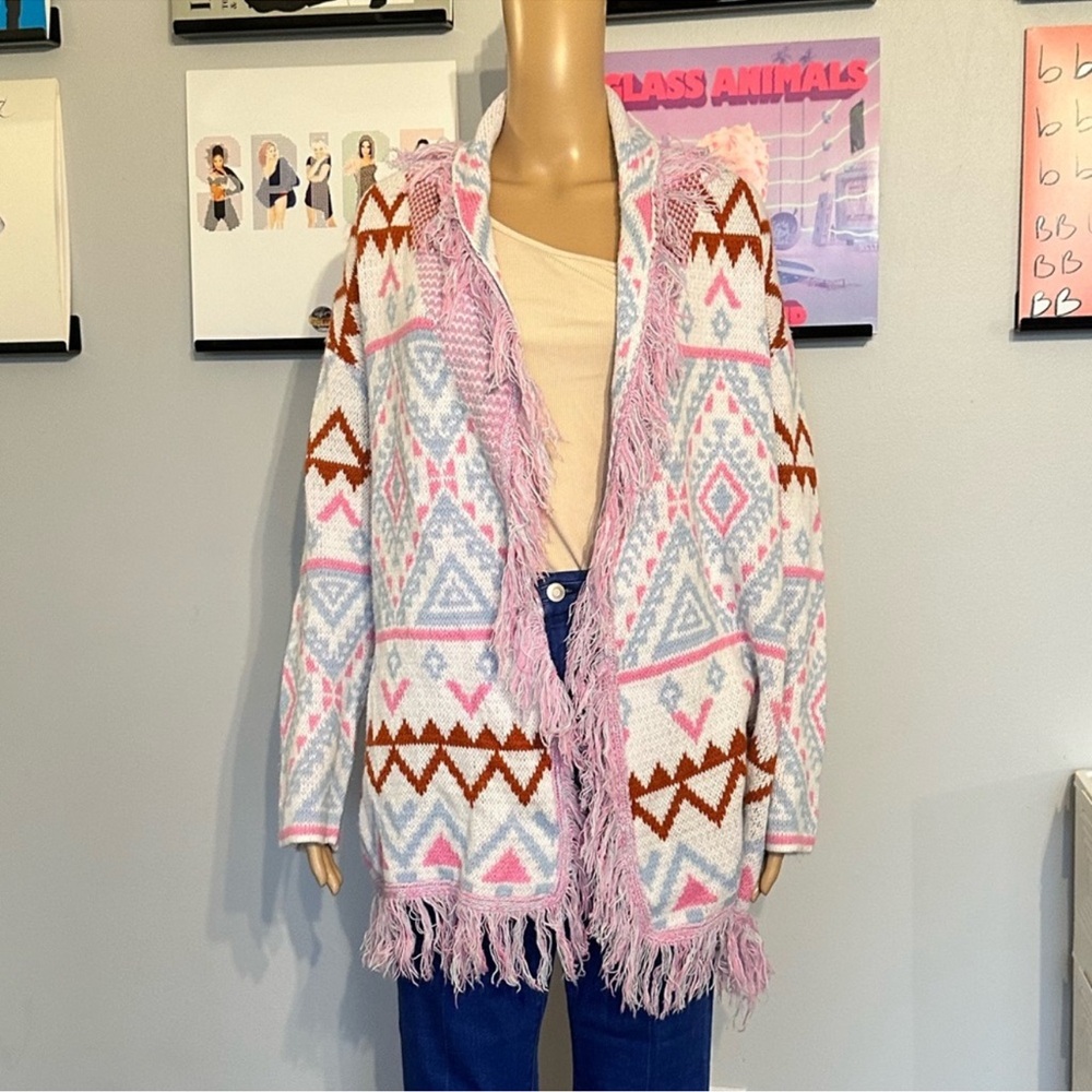 SHEIN Colorful Fringe Cardigan
